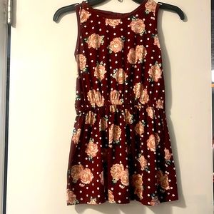 Girls romper/dress L (size 8) roses and polka dots by Poof Girl